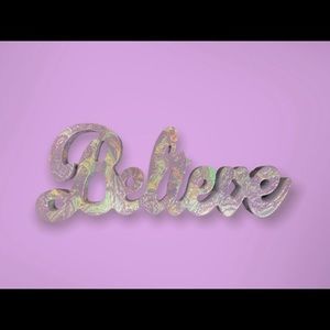 Wood BELIEVE in acrylic pour paint